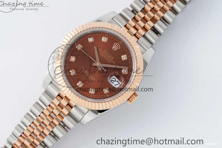 Jubilee Edition Dial VR3235 904L JDF RG V2 Steel Diamonds SS 41 RG Bracelet SS 1:1 Best DateJust Brown on 0828